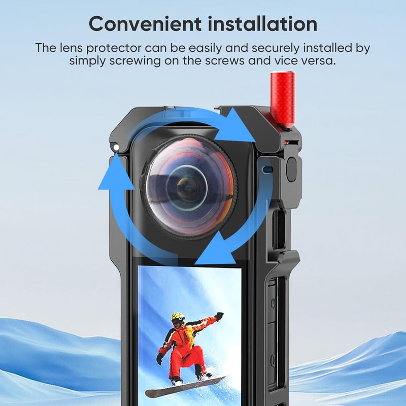 ULYVU 6-in-1 Accessories Kit for Insta360 X5, Included Insta 360 X5 Premium Lens Guard, Metal Protective Case, 2 Pack of Tempered Glass Film Screen Protector, Silicone Protective Cover Bundle Kit - Image 5